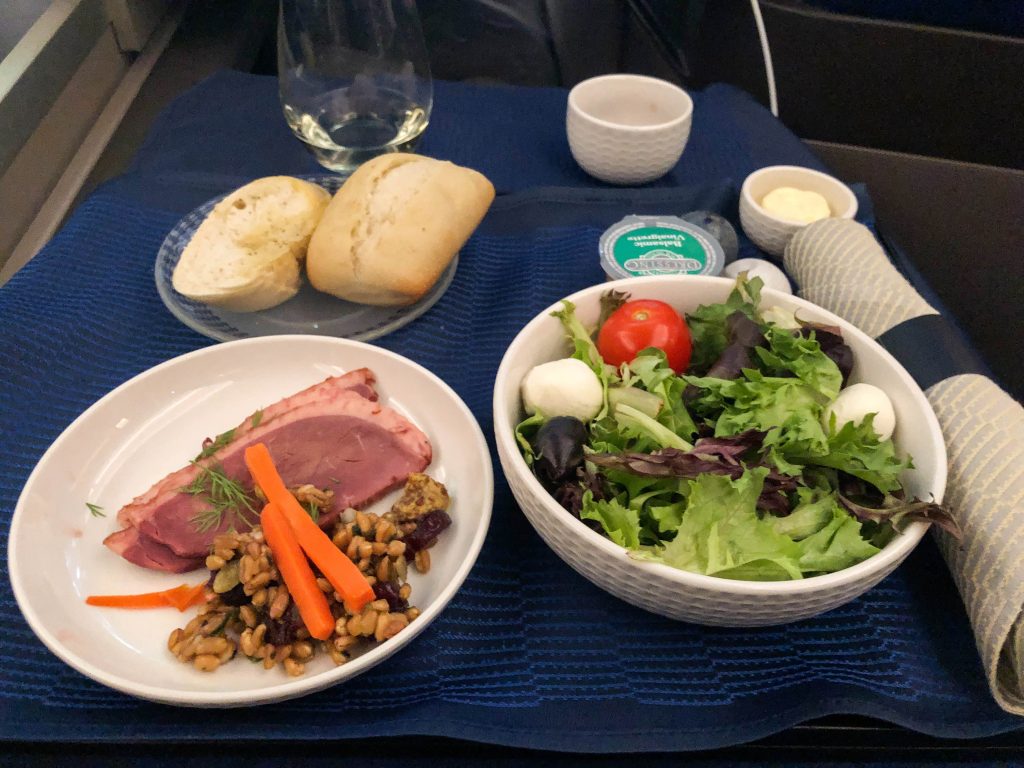 United Business Class Food Appetizer 