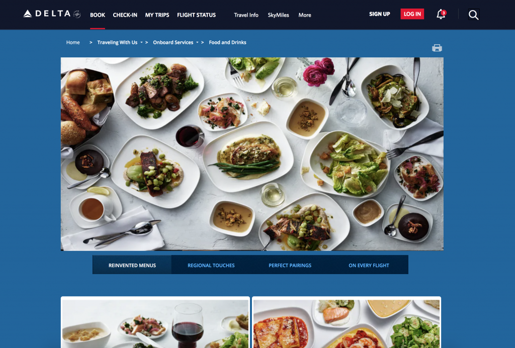delta airlines food portal